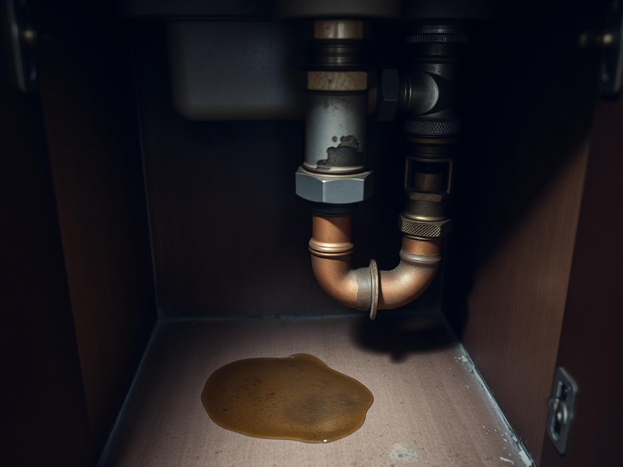 Before: corroded, leaking pipe joints prior to repair